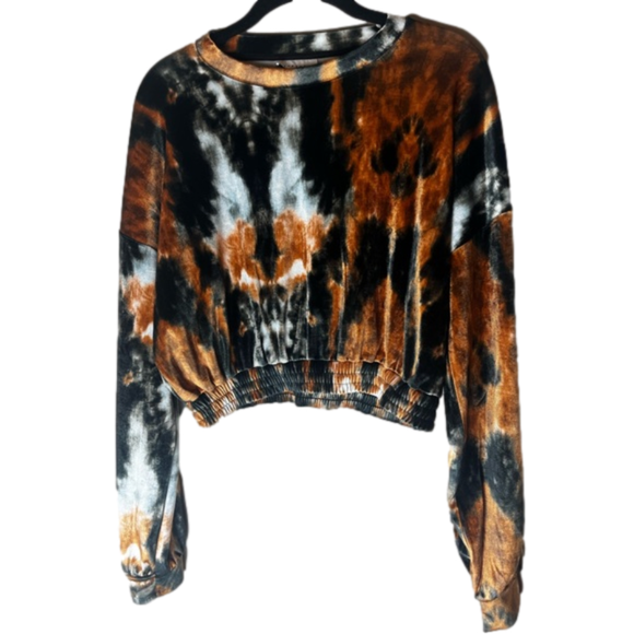 NWT Topshop Tie Dye Velour Crop Shirt Size 6 - Picture 5 of 12